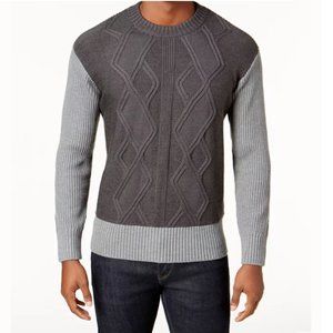 Cable Knit Llama Wool + Cotton Ribbed Sleeve Sweater